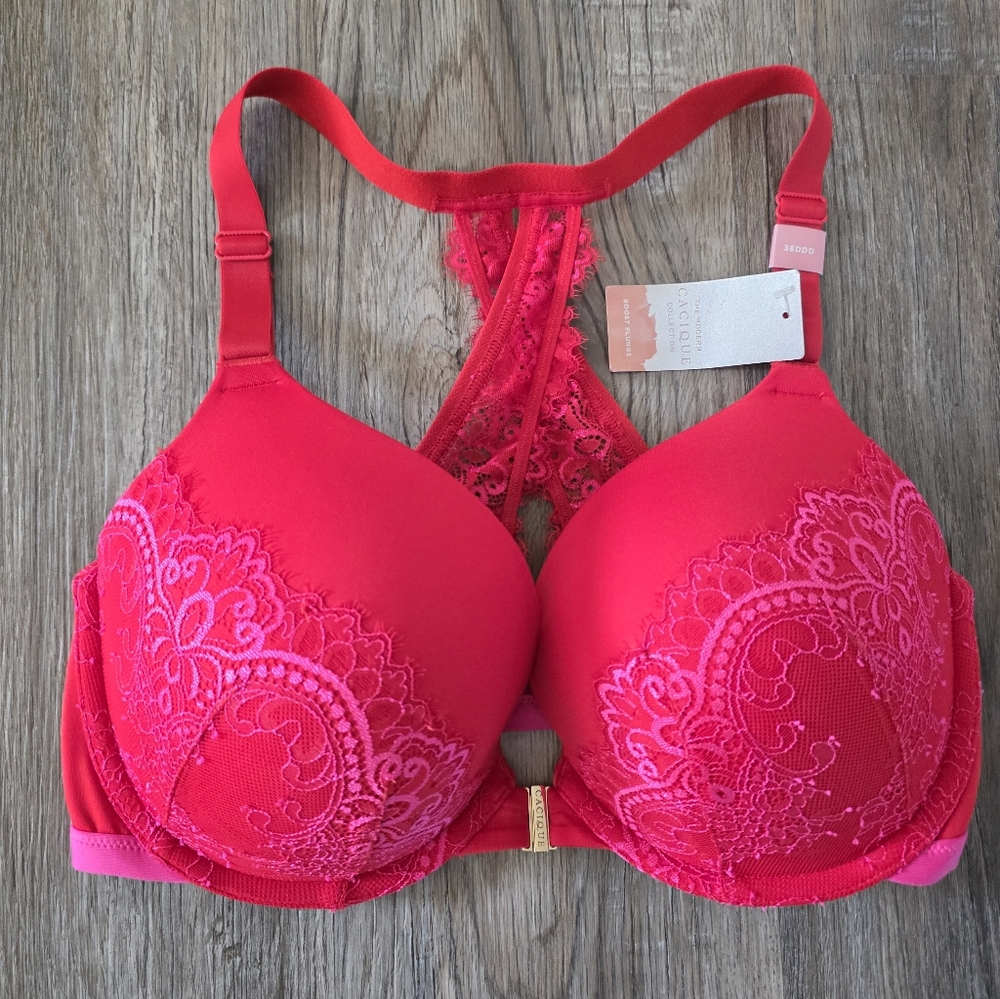 The Modern Cacique Collection Women's Elegant Red Lace Bra Size 38DDD